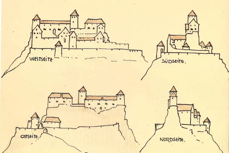 Der Landauer Architekt Arndt Hartung erstellte im Mai 1934 diese Aufbaustudien der Gutenburg.