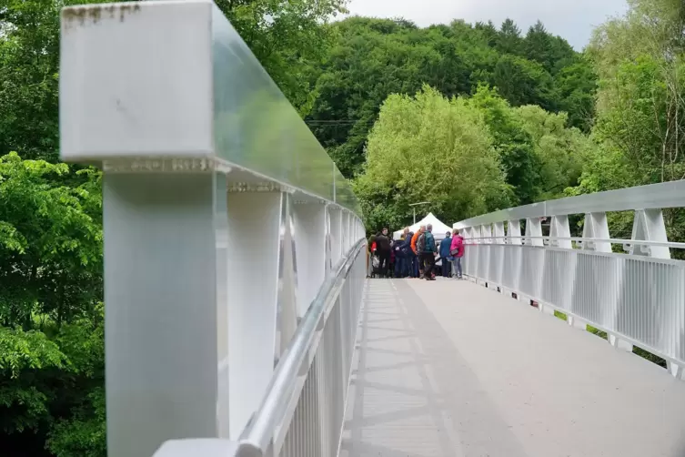 Die neue Bliesbr&uuml;cke ist etwa 30 Meter lang und zw&ouml;lf Tonnen schwer.
