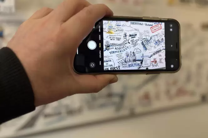 Gehört zur Arbeit des Redakteurs heutzutage mit dazu: das Handy in der Hand, um Bilder und Videos zu machen, die das Online-Ange Gehört zur Arbeit des Redakteurs heutzutage mit dazu: das Handy in der Hand, um Bilder und Videos zu machen, die das Online-Ange