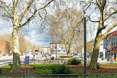 Teil der neuen Stadtmitte: Der Blick vom „K in Lautern“ Richtung Fruchthalle. 