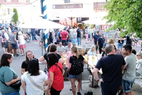 Hunderte Besucher feiern zusammen. 