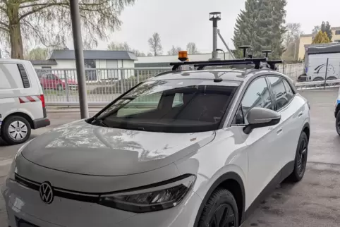 In der Pfalz unterwegs: das Thüga-Spezialfahrzeug mit Picarro-System zur Gasleck-Ortung. 