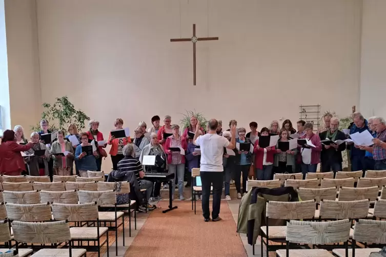 Probe f&uuml;rs Abschlusskonzert in der Kirche auf Burg Lichtenberg.