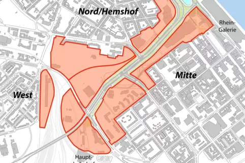 Das vom Hauptbahnhof bis zum Rhein reichende 39-Hektar-Areal ist in sechs Baufelder gegliedert.