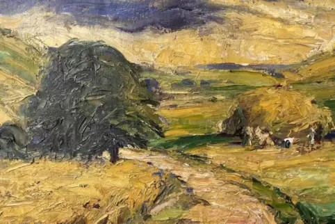 „Heuernte an der Haardt“, eine Arbeit von Heinz Schifferdecker (Öl auf Leinwand) von 1926. 