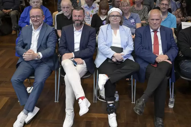 Dieses Kandidaten-Quartett (von links) bewirbt sich um die Nachfolge von Jutta Steinruck (63, parteilos): Klaus Blettner (57, CD