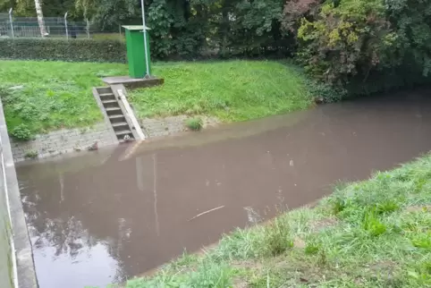Speyerbach: mehr Wasser als sonst. Speyerbach: mehr Wasser als sonst.