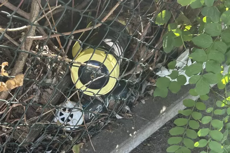 Lachgas-Kartuschen liegen in Berlin-Spandau im Geb&uuml;sch. 
