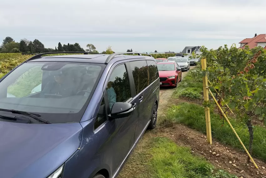 Viel Verkehr in den Weinbergen.