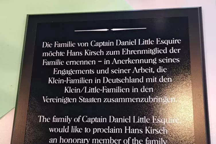 260 Mitglieder z&auml;hlt die Familienvereinigung in den USA, die Hans Kirsch zu ihrem Ehrenmitglied ernannt hat. 