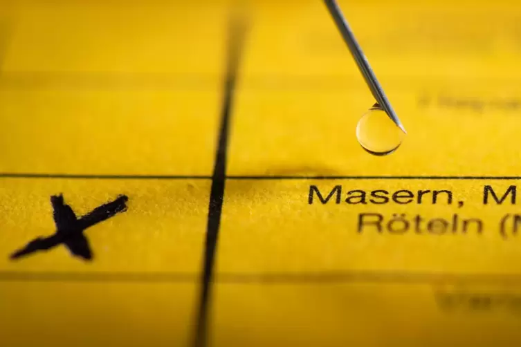 Spritze und Impfpass: F&uuml;r Masern gilt eine Impfpflicht. Meist erfolgt sie als Kombiimpfung auch noch gegen Mumps und R&ouml;teln. 