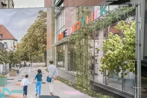 Die Mediothek war im City-Outlet geplant, soll nun aber in die Karlskirche ziehen. Das Foto zeigt eine Visualisierung, wie sich 