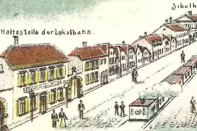 Ausschnitt der Straßenszene auf einer Ansichtskarte von 1903. Ausschnitt der Straßenszene auf einer Ansichtskarte von 1903.