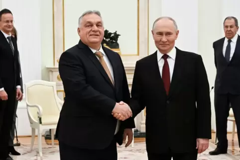 Freundschaftliche Gesten: der russische Präsident Wladimir Putin (rechts) und der ungarische Ministerpräsident Viktor Orban im S