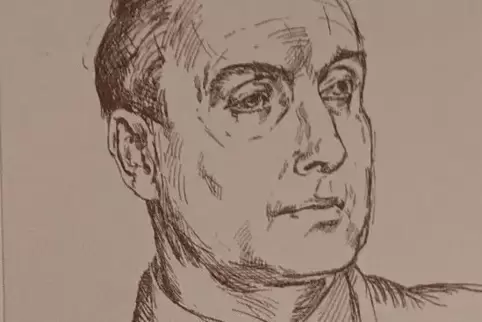 Eine Porträtzeichnung von Otto Ditscher zeigt den Arbeiterdichter Josef Lenhard. 