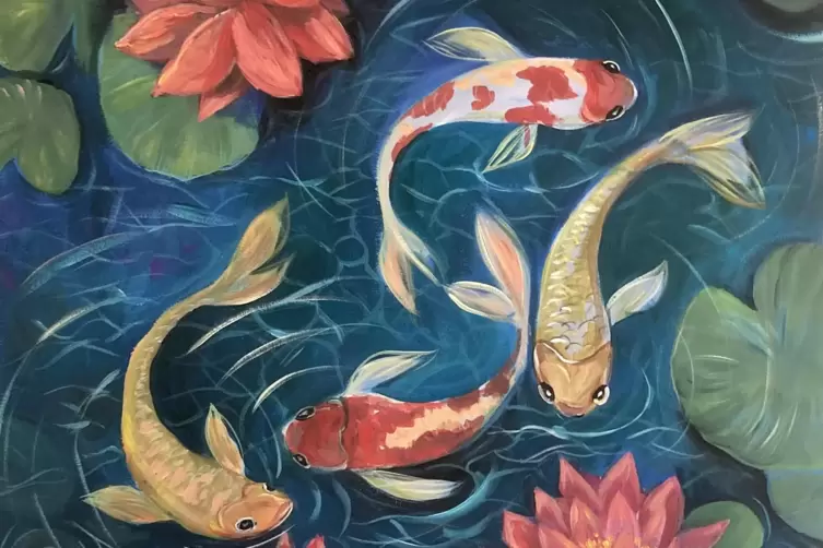 In der Lutherkirche zeigt Oksana Graf ein Gem&auml;lde mit Koi (Ausschnitt). 
