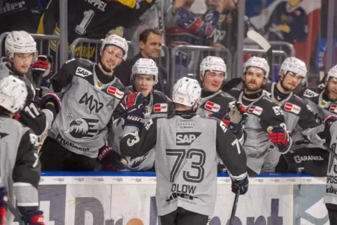 Entspannte Gesichter bei den Adler-Spielern.
