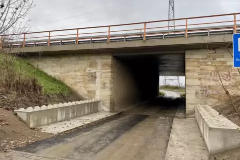 Ein bisschen Schutzwand in Frankenthal: Die von der Stadt aufgesetzten Betonquader fangen vor der Unterführung unter der A6 zwar
