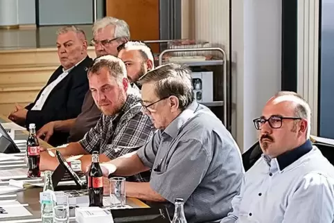 Ein Teil der AfD-Fraktion im Stadtrat bei der ersten Sitzung nach der Kommunalwahl im Sommer 2024. Christian Hofer ist (von vorn