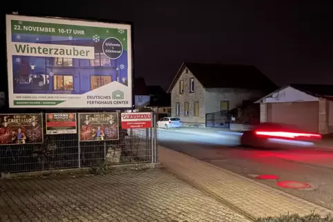 Soll wieder weg, fordert der Bockenheimer Ortsgemeinderat: Werbetafel am Rand der Weinstraße. 