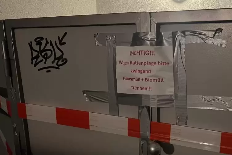 Dudenhofer Stra&szlig;e: Hinweis zum Umgang mit M&uuml;ll wegen Rattenbefalls. 