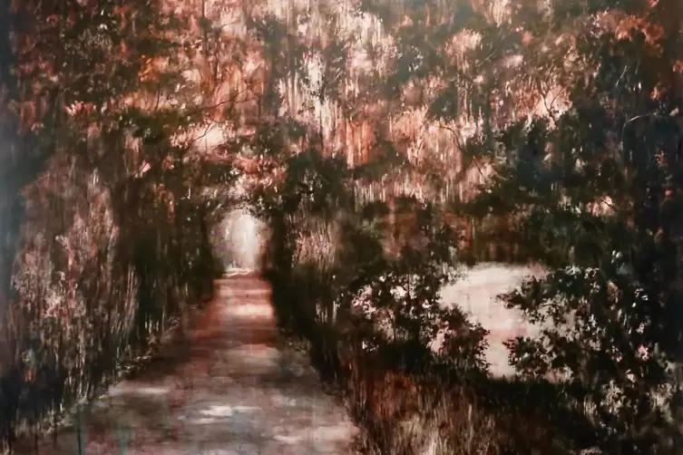 &bdquo;Im Ge&auml;st lauert das Leben&ldquo;, hei&szlig;t diese Arbeit (Ausschnitt, Acryl auf Leinwand) von Helena Krohn. 