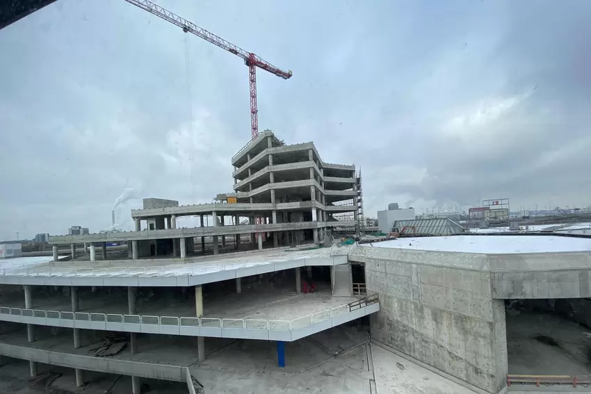 Ausblick auf die Rathaus-Abrissbaustelle.