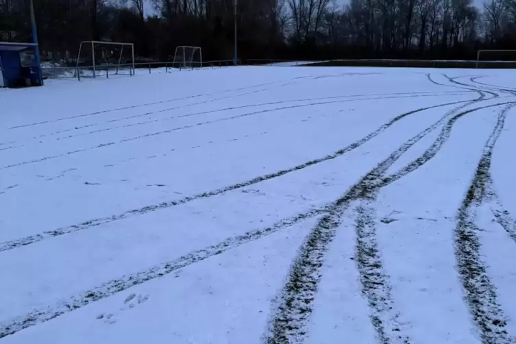 Wenn der Schnee getaut ist, wird deutlich werden, wie stark die Grasnarbe besch&auml;digt ist. 