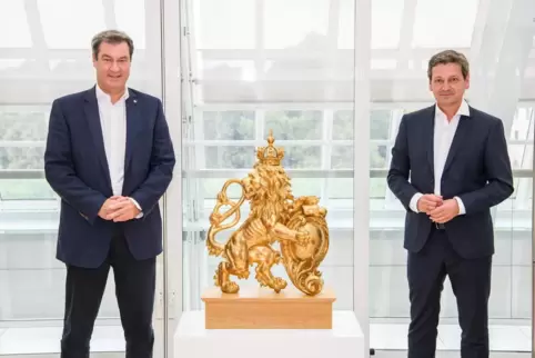 Christian Baldauf (rechts) im Sommer 2020 bei Markus Söder in der bayerischen Staatskanzlei. Im März wird der Ministerpräsident 