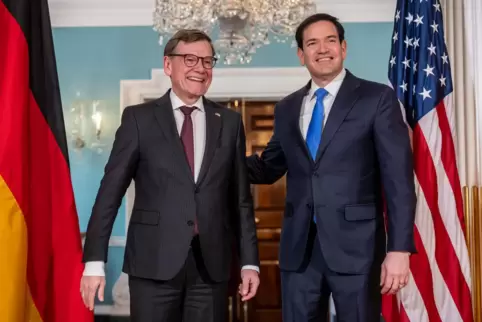 Bundesaußenminister Johann Wadephul (links) traf am Montag seinen US-Amtskollegen Marco Rubio. 