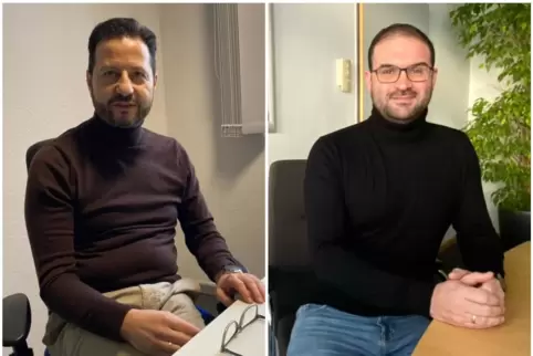 Sie sind jetzt in den Chefs in den Rathäusern: Mimmo Scarmato (links) regiert Grünstadt, Daniel Krauß die Verbandsgemeinde Leini