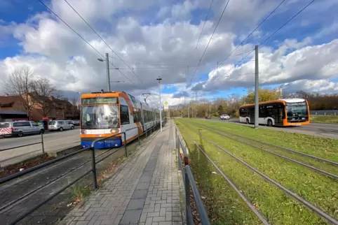 Bisher endet in Oppau die Straßenbahn und es geht mit dem Bus weiter.