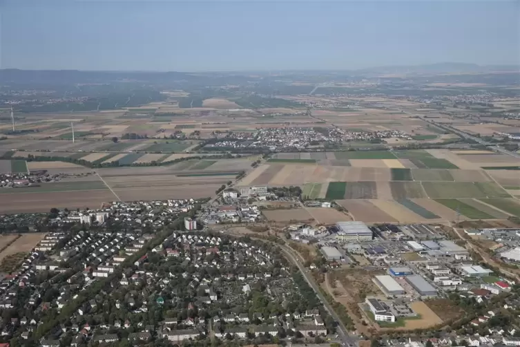 Ein Luftbild des Unternehmensparks Nord in Frankenthal, der erweitert werden soll. 