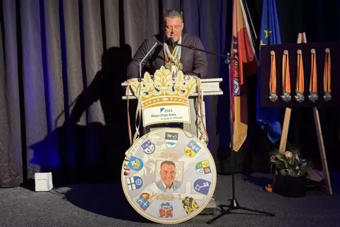 Landrat Volker I. bei seiner Empfangsrede.