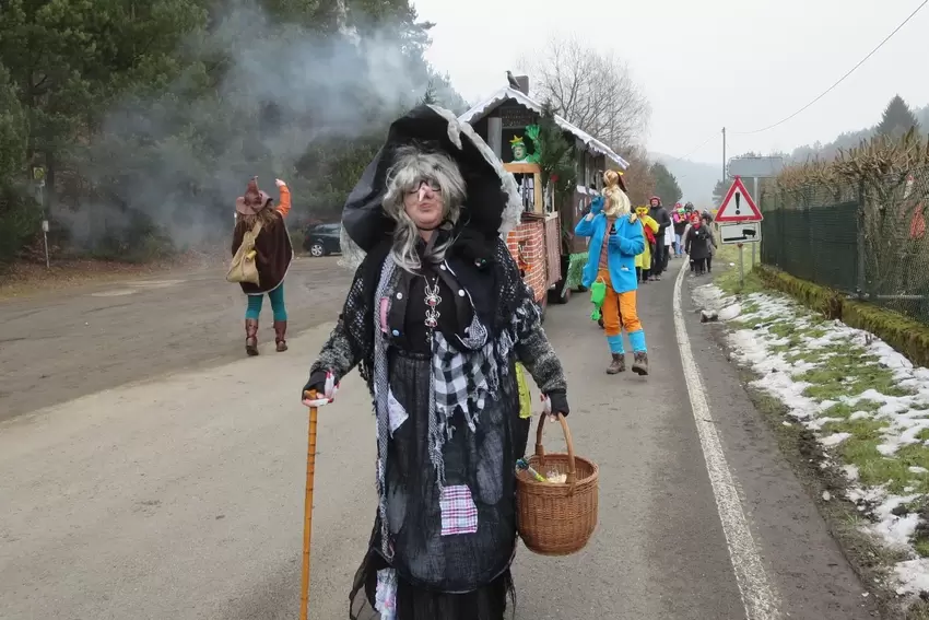 Gaby Flohr zog es als Hexe 2015 zum Umzug im Neuhöfer Tal bei Trippstadt.