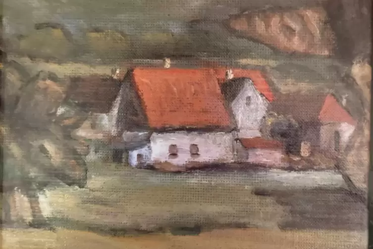 &bdquo;Dorfansicht&ldquo;, &Ouml;l auf Leinwand, 1998. 