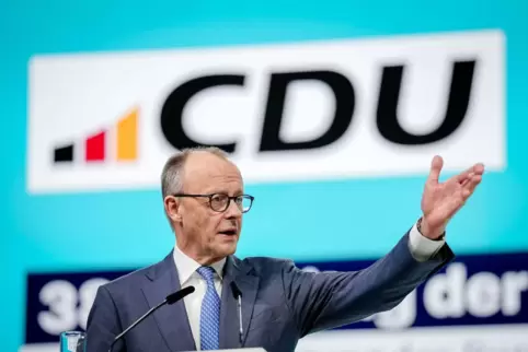 Redete 75 Minuten lang: Der alte neue CDU-Vorsitzende und Bundeskanzler Friedrich Merz 