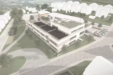 So könnte die Grundschule Stambach nach der Vorstellung von Architekt Martin Grub aussehen. Im südlichen Flügel sind die vier so