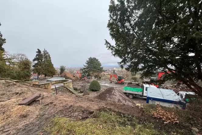 Auf der Welsch-Terrasse wird fleißig gearbeitet. Bis Herbst soll die Sanierung fertig sein.