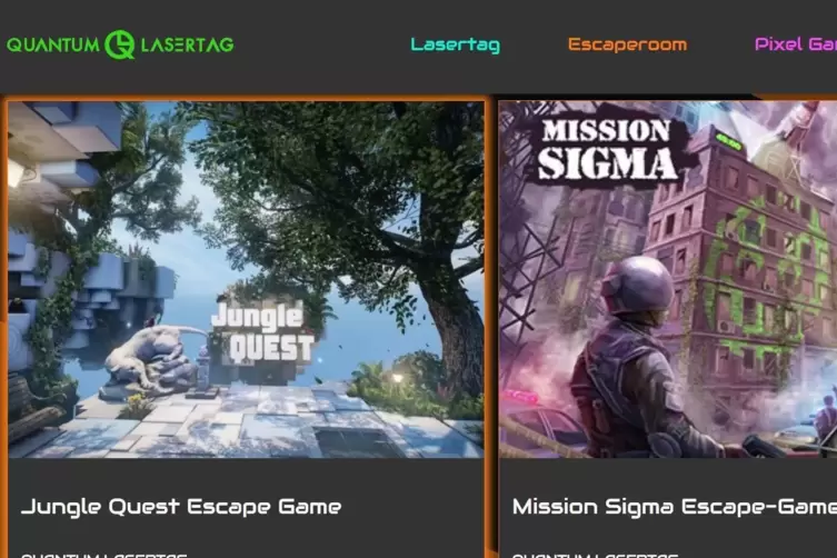 Quantum Lasertag: verschiedene Escaperoom-Spiele im Angebot. 