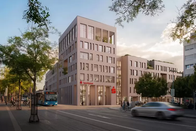 So soll die neue Sparkassenzentrale gegenüber dem Landauer Hauptbahnhof aussehen. 