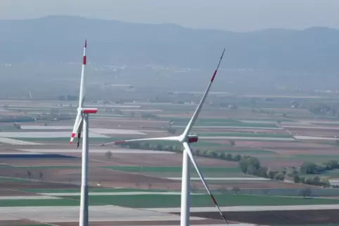 Nicht mehr auf dem neuesten Stand: die beiden Windräder auf Dannstadter-Schauernheimer Gemarkung. 