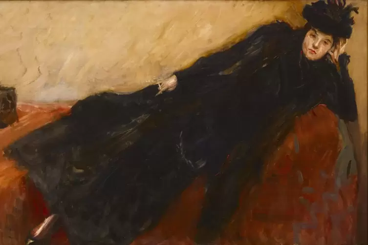 &bdquo;Nini in schwarzem Kleid auf rotem Sofa&ldquo; von 1902 (Ausschnitt). 