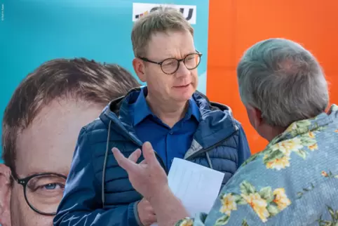 Thomas Gebhart ist in seinen Wahlkreiswochen regelmäßig an Infoständen in der Südpfalz ansprechbar. 