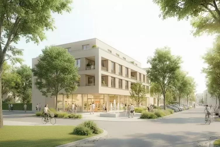 So k&ouml;nnte der Neubau an der Ecke Wei&szlig;quartierstra&szlig;e/Am Gro&szlig;markt aussehen. 