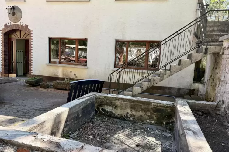 Das einstige Forellenbecken auf dem Hof der Hetschm&uuml;hle k&ouml;nnte eine Kneipptretanlage werden.