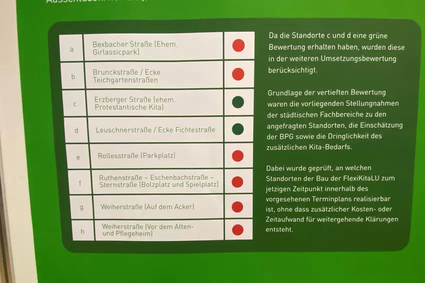 Die von der Stadt präferierten Standorte sind mit einem grünen Punkt gekennzeichnet.