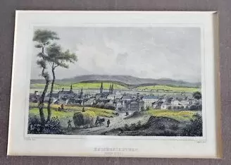 Hübscher, alter, kolorierter Stahlstich von R. Hölfe nach J. Poppel. 19x 14 cm im vergoldeten Rahmen 32x 29 cm. 20 €