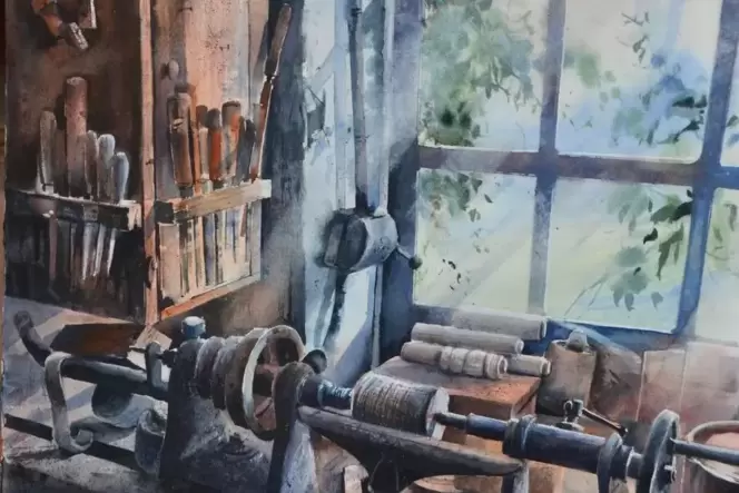 Ein Gemälde (Ausschnitt) von Théo Sauer, dem Ehrengast der Aquarell-Biennale.