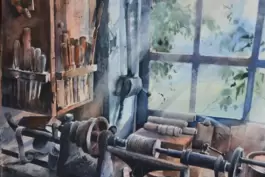 Ein Gemälde (Ausschnitt) von Théo Sauer, dem Ehrengast der Aquarell-Biennale. 